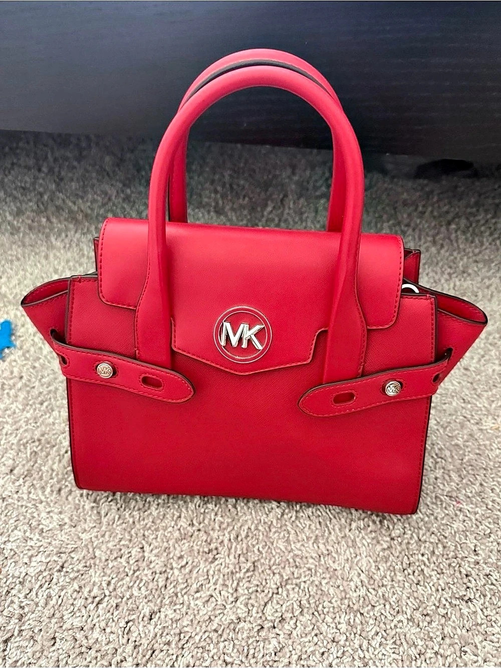 Michael Kors Carmen Medium Flap Satchel Red